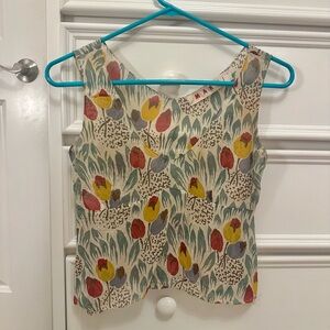 Vintage Marni Floral Tulip Sleeveless Silk Top